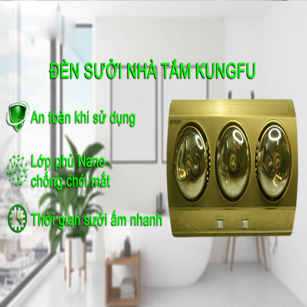 Đèn sưởi nhà tắm 3 bóng Kungfu KF-DS3